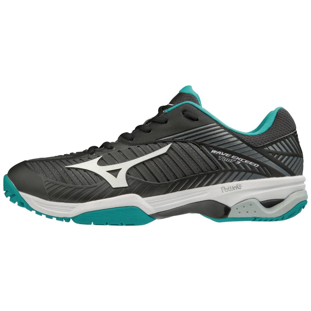 Zapatillas Tenis Mizuno Wave Exceed Tour 3 AC Hombre Negras/Blancas España YBJM-91563